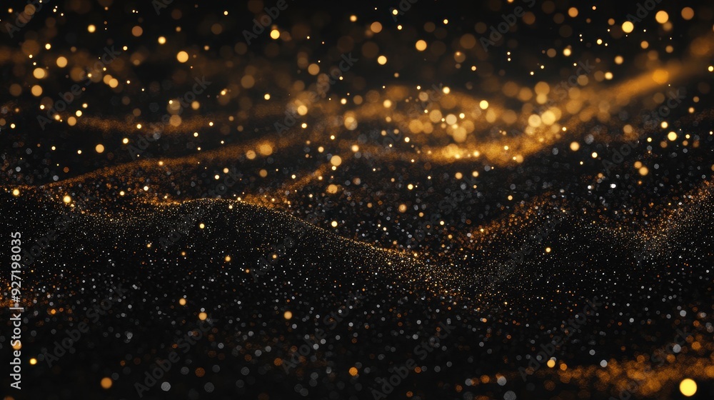 Aufkleber a mesmerizing abstract background featuring shimmering golden particles on a dark surface.