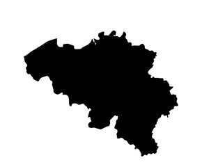 A contour map of Belgium. Vector graphic illustration on a transparent background with black country's borders