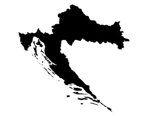 A contour map of Croatia. Vector graphic illustration on a transparent background with black country's borders
