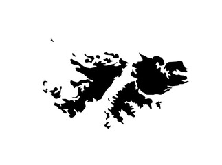 A contour map of Falkland Islands. Vector graphic illustration on a transparent background with black country's borders