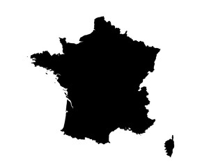 A contour map of France. Vector graphic illustration on a transparent background with black country's borders