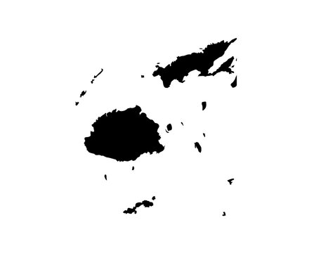 A contour map of Fiji. Vector graphic illustration on a transparent background with black country's borders