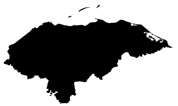 A contour map of Honduras. Vector graphic illustration on a transparent background with black country's borders