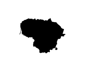 A contour map of Lithuania. Vector graphic illustration on a transparent background with black country's borders