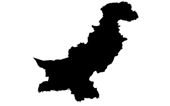 A contour map of Pakistan. Vector graphic illustration on a transparent background with black country's borders