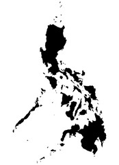 A contour map of Philipines. Vector graphic illustration on a transparent background with black country's borders