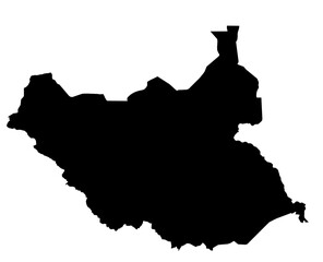 A contour map of South Sudan. Vector graphic illustration on a transparent background with black country's borders