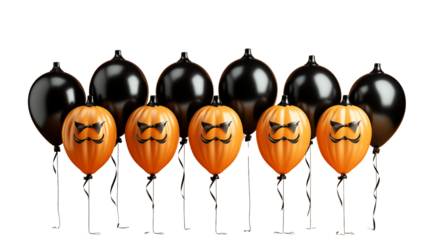Set of Halloween pumpkin balloons isolated on transparent background.
