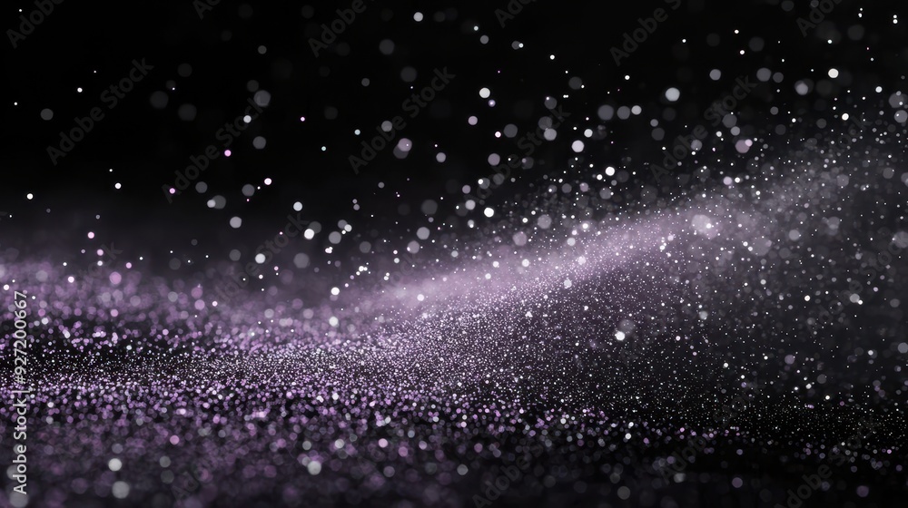 Poster a mesmerizing display of shimmering particles against a dark background, creating a dreamy effect.