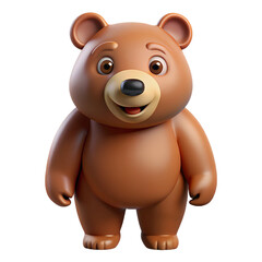 Obraz premium 3d brown bear isolated on white background. Generative AI