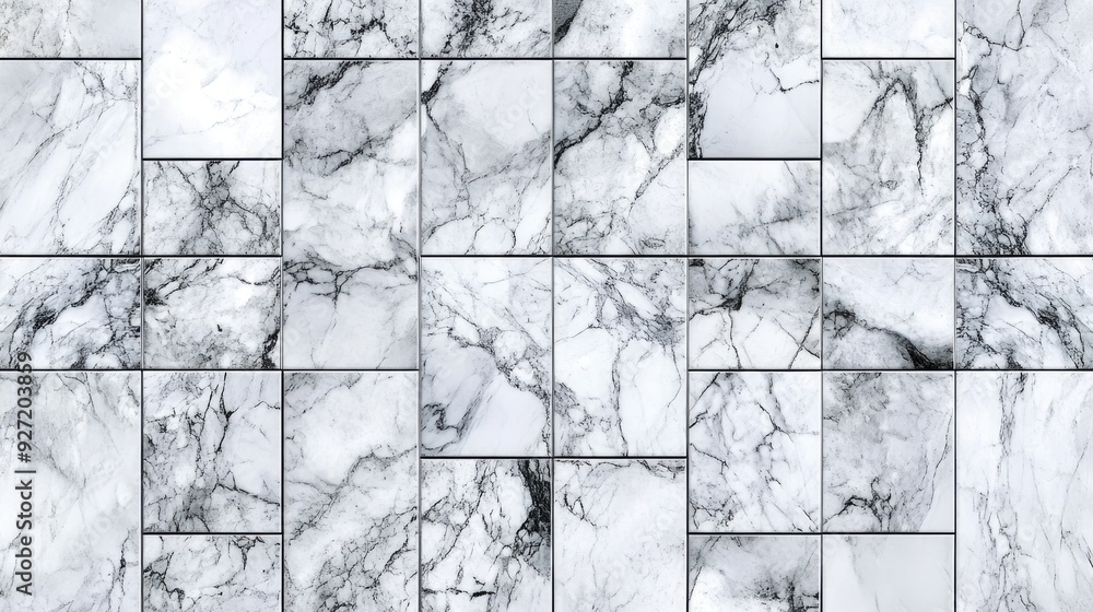 Poster white marble tiles in a grid pattern. use this image for design projects that need a classic, clean 