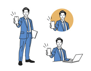 案内する男性_スーツの立ち姿