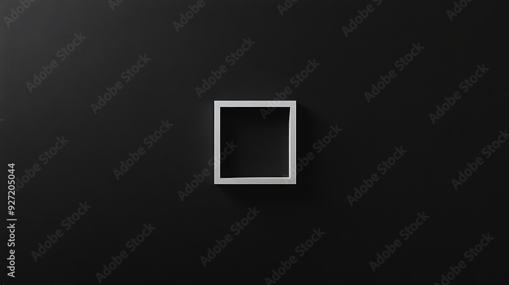 Aufkleber a minimalistic square frame on a black background, emphasizing simplicity and design.