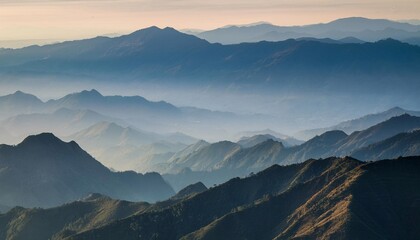 Fototapeta premium The mountains are surrounded by dense forests, presenting a green and lush view.. generative ai