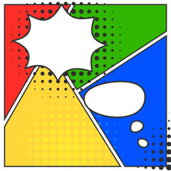 Blank comic books speech bubbles. Black and white speech balloons with halftone pattern shadows, Vector illustration