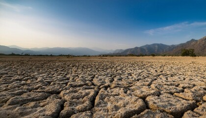 Fototapeta premium barren nature due to the dry season. Dry and cracked soil, severe water shortage. generative ai