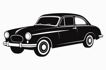 vintage car silhouette vector, retro car illustration