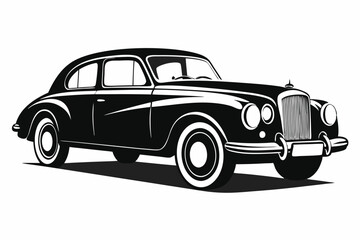 vintage car silhouette vector, retro car illustration