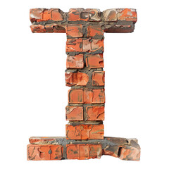 Naklejka premium The letter 'I' made with red bricks isolated a white transparent background