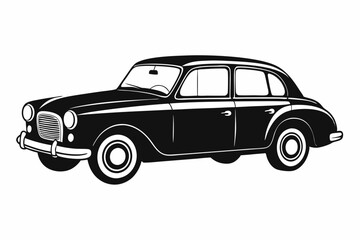 vintage car silhouette vector, retro car illustration