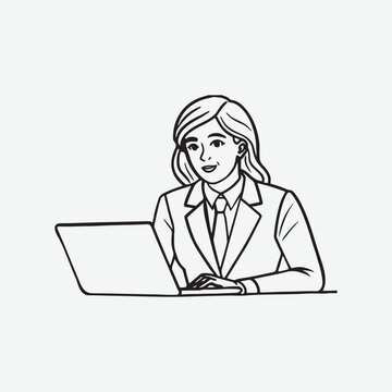 recommend clip art: Person with laptop line art illustration vector silhoutette