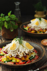 A traditional Bulgarien salad dish - Ovcharska salad	