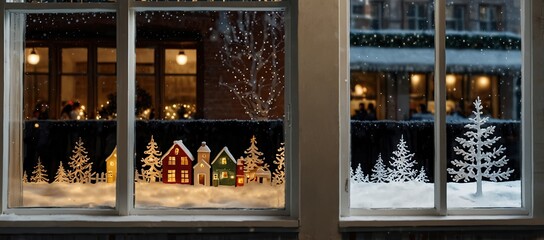Christmas window and free space for your decoration