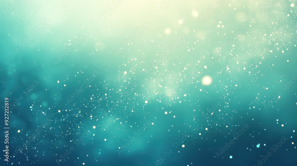 Aufkleber a serene abstract background with soft bokeh and light particles in a gradient of blue tones.