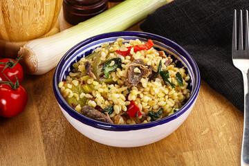 Bulgur with lamb and vegetables