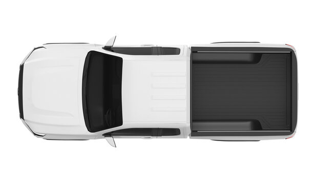 white pickup truck top view isolated