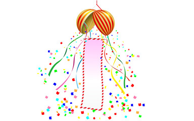 開いて垂れ幕が下がったくす玉