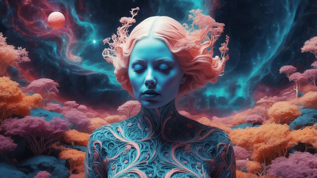 A girl in a meditative trance