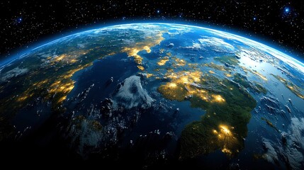 Obraz premium Earth from Space with City Lights at Night