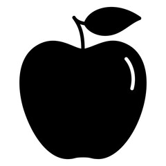 Icon of a Simple Apple with Leaf
