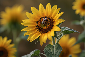 Sunflower and bee