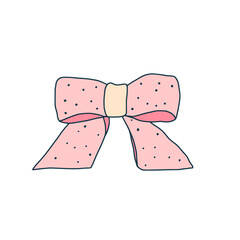 Silk band isolated on white background. Vector hand drawn bow illustration