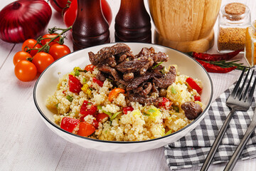 Traditional couscous with beef and vegetables