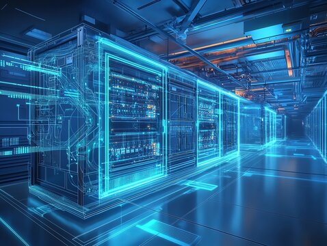 Crosssectional blueprint of a subterranean data center, showcasing the skeletal framework and cooling systems Skeleton Blueprint, Data center project