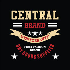 new york central brand apparel, typography design for tshirt