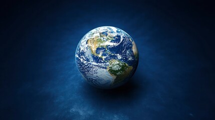 Earth Globe Isolated on Dark Blue Background