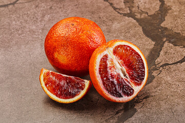 Red Sicilian orange ripe and juicy