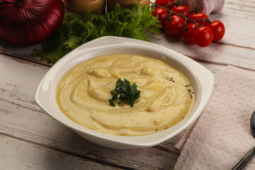 Gourmet cheese soup in the bowl