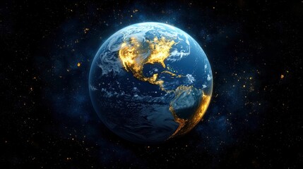 Obraz premium Earth from Space with City Lights and Stars