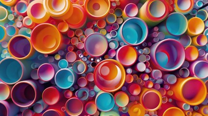 Abstract geometric seamless pattern with intricate circles and gradient shades, modern and cheerful