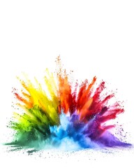 Vibrant Explosion of Rainbow Colors on White