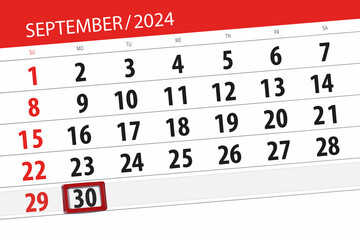 Calendar 2024, deadline, day, month, page, organizer, date, September, monday, number 30