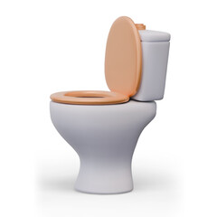 Realistic toilet with raised lid. Vector model of popular sanitary ware