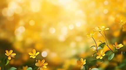 Obraz premium Yellow flowers bloom in soft light. This image is great for a springtime or summer background.