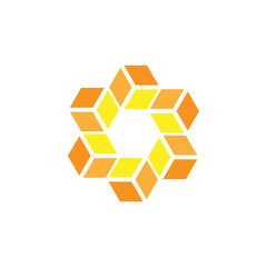 Blockchain Technology in circle vector concept blue icon 4 connected Blocks Cryptocurrency modern