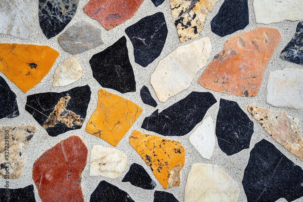 Poster a colorful stone mosaic pattern. perfect for projects needing a textured background.
